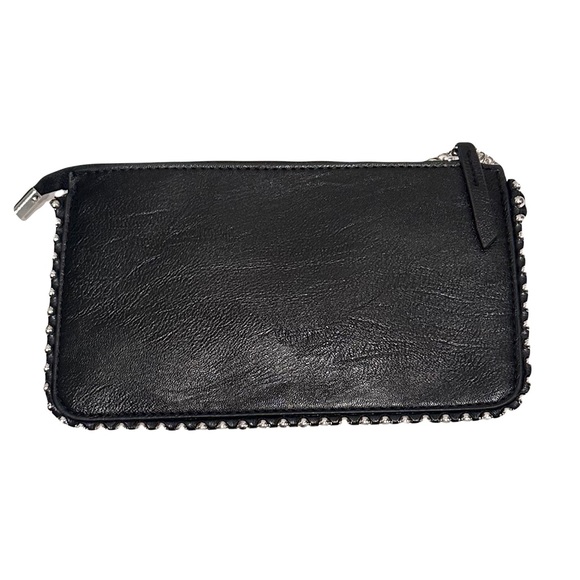 Silver Studded Black Vegan Leather Clutch & Crossbody - Picture 10 of 11